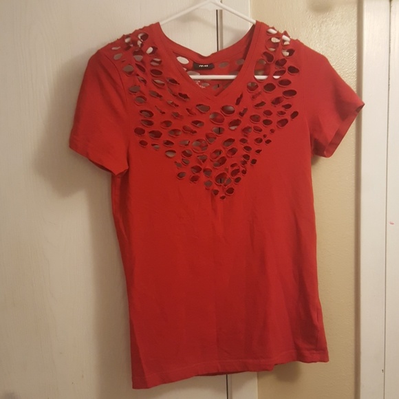 H&M Red distressed short sleeve - Picture 3 of 6